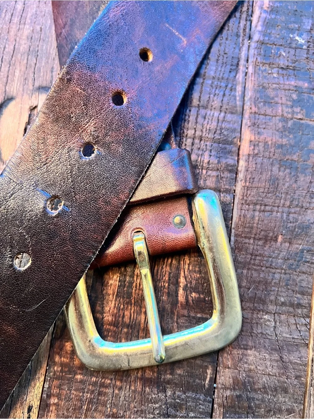 Vintage-Inspired Brown soft Leather Belt with Embroidered Detail